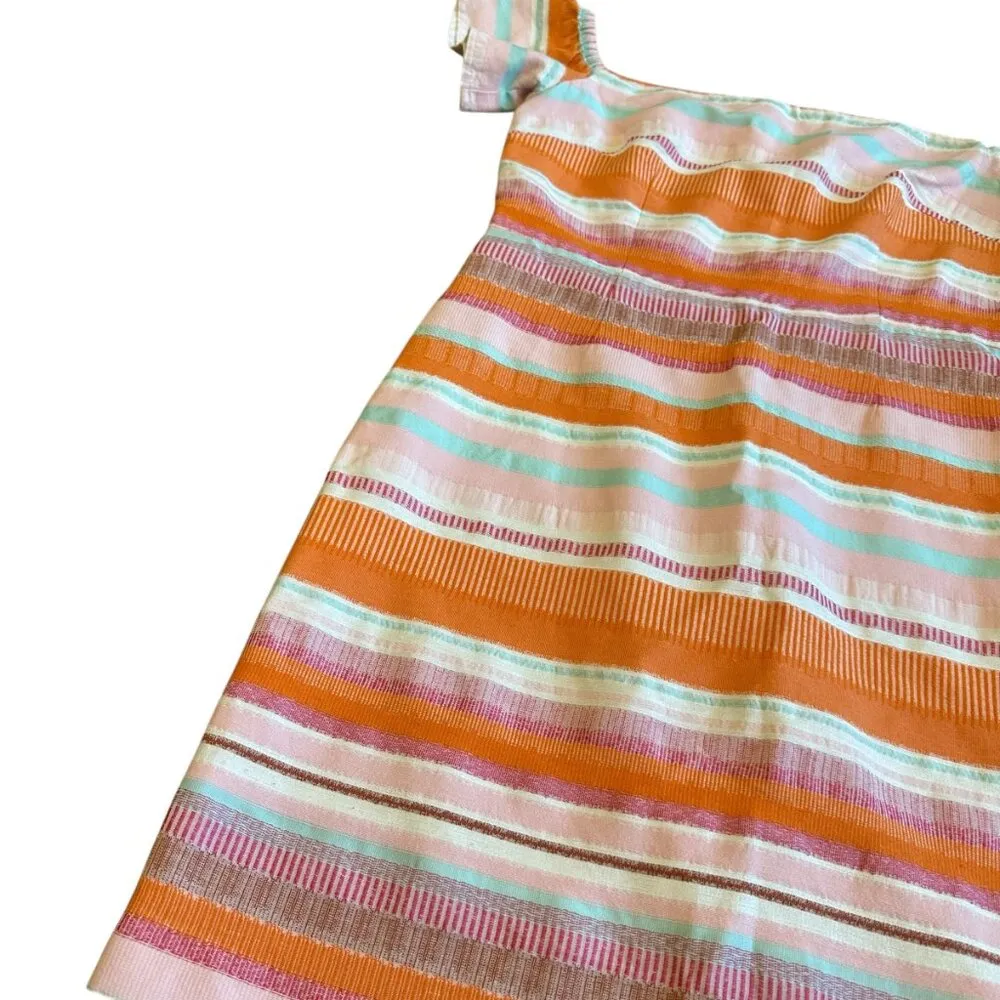 Hutch Antropologie Colorful Stripe Sheath Dress Cotton Blend Off-Shoulder 10 - Image 5