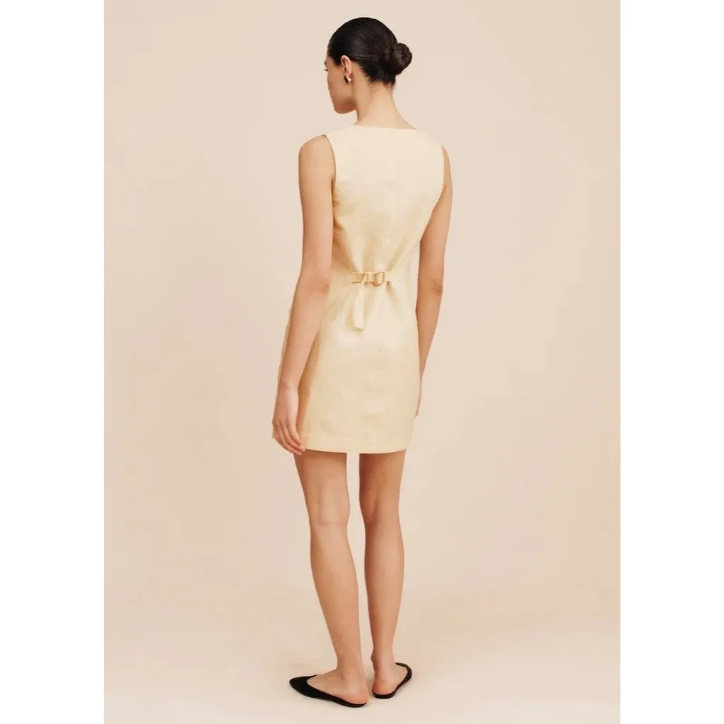 Posse Emma Button Down Mini Dress in Dusty Citron Small New Womens Linen Yellow - Image 11