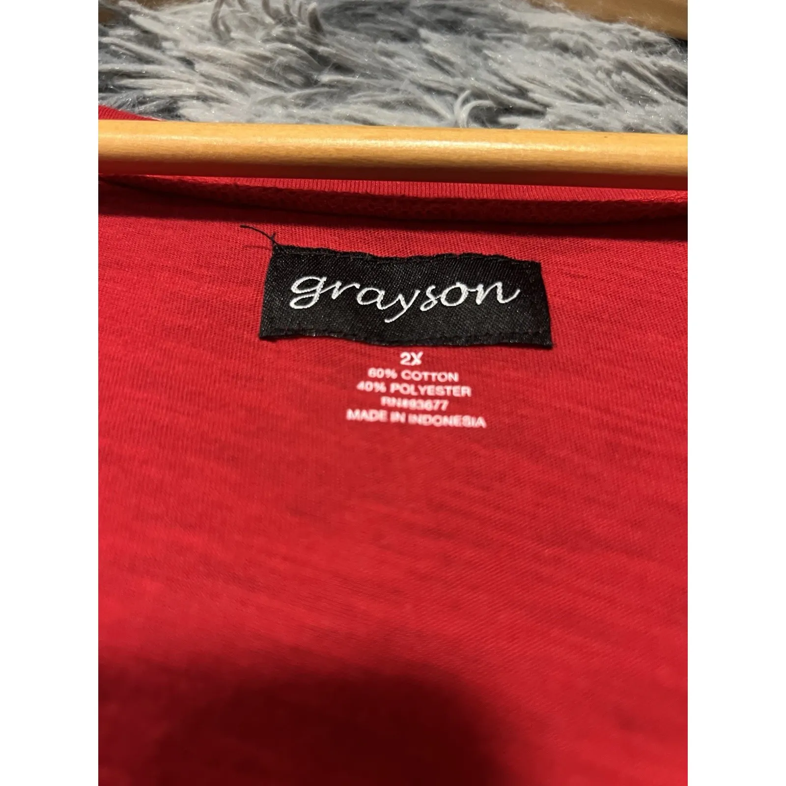 Grayson T-Shirt Women Size 2XL Red Small Pocket Lightweight Summer Beach Brunch - Image 3