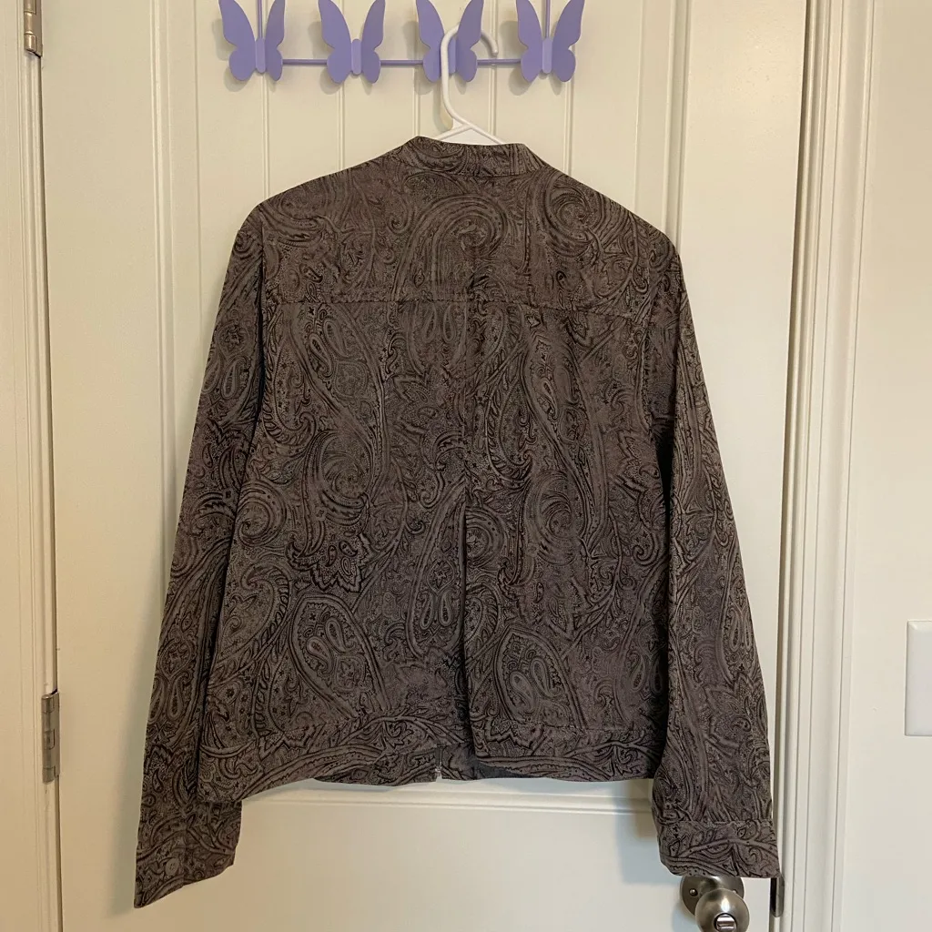 EUC Vintage Birch Hill women’s brownish‎ gray paisley print zip jacket large - Image 7