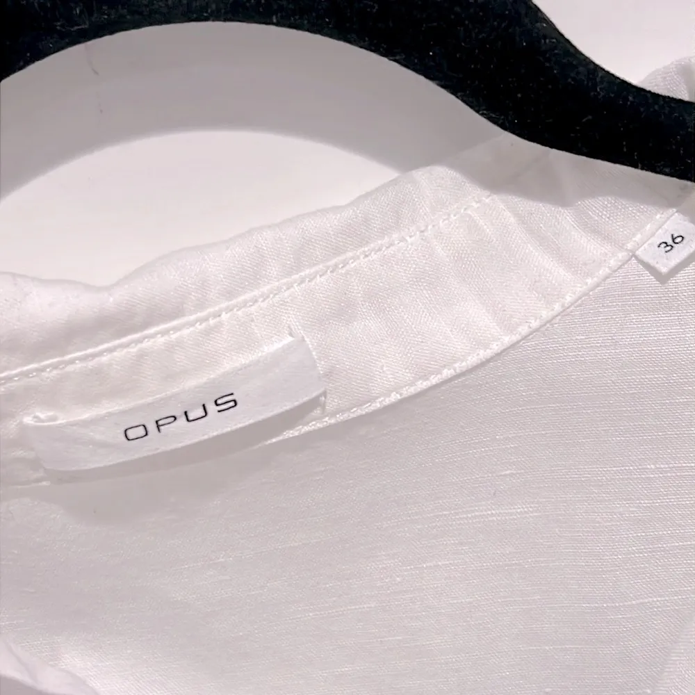 Opus Fredda Regular Shirt Blouse in Linen Mix Button Down White Size M - Image 5