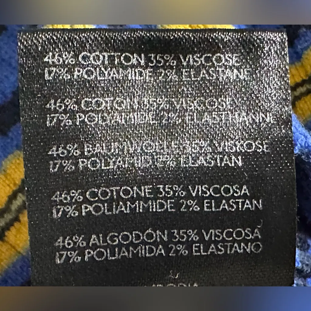 BDG Blue and Yellow Addison V Neck Ribbed Knit stretch shirt size Medium - Image 5