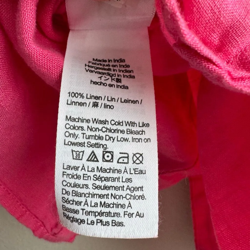 J. Crew Baird McNutt Garcon Slim Fit Irish Linen Shirt Hot Pink Size 2 / XS - Image 4