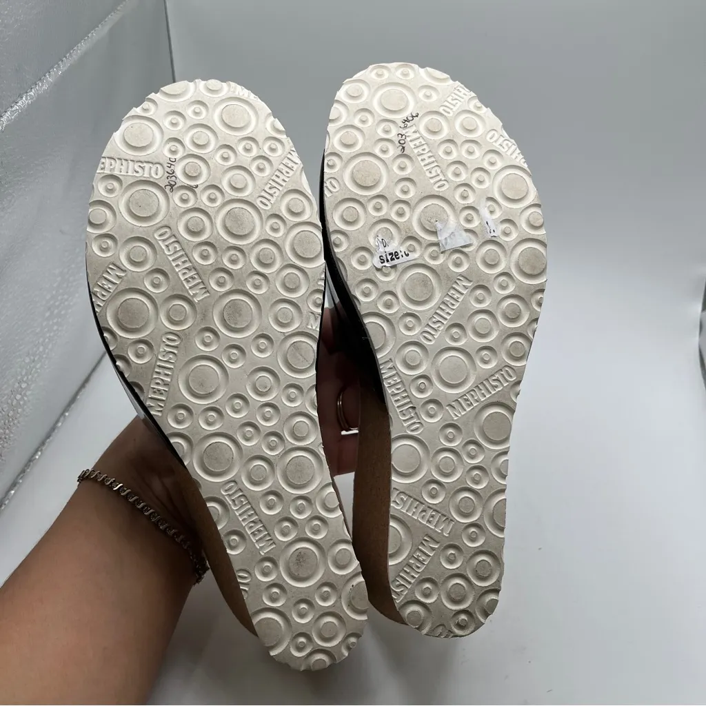 Mephisto Women's Lise Slide Sandal size 38 US 8 black slip on wedge sandals - Image 9