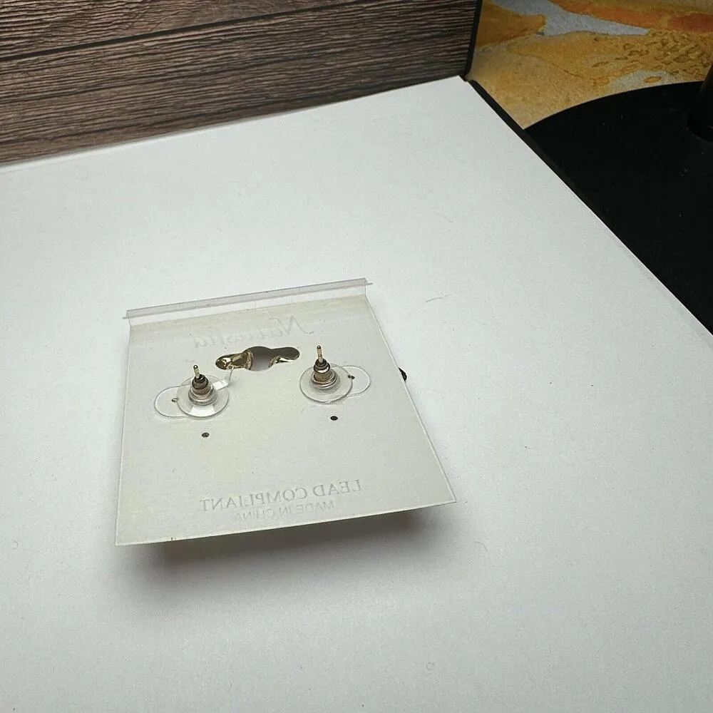 Pink Rhinestone Butterfly Gold Tone Insect Large Stud Pierced Earrings Natasha - Image 7