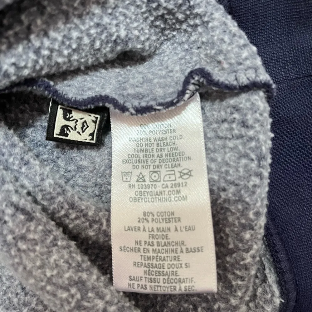 OBEY Vintage Hoodie Sweatshirt. Navy Unisex Adult Sz M No Tag. GUC - Image 6