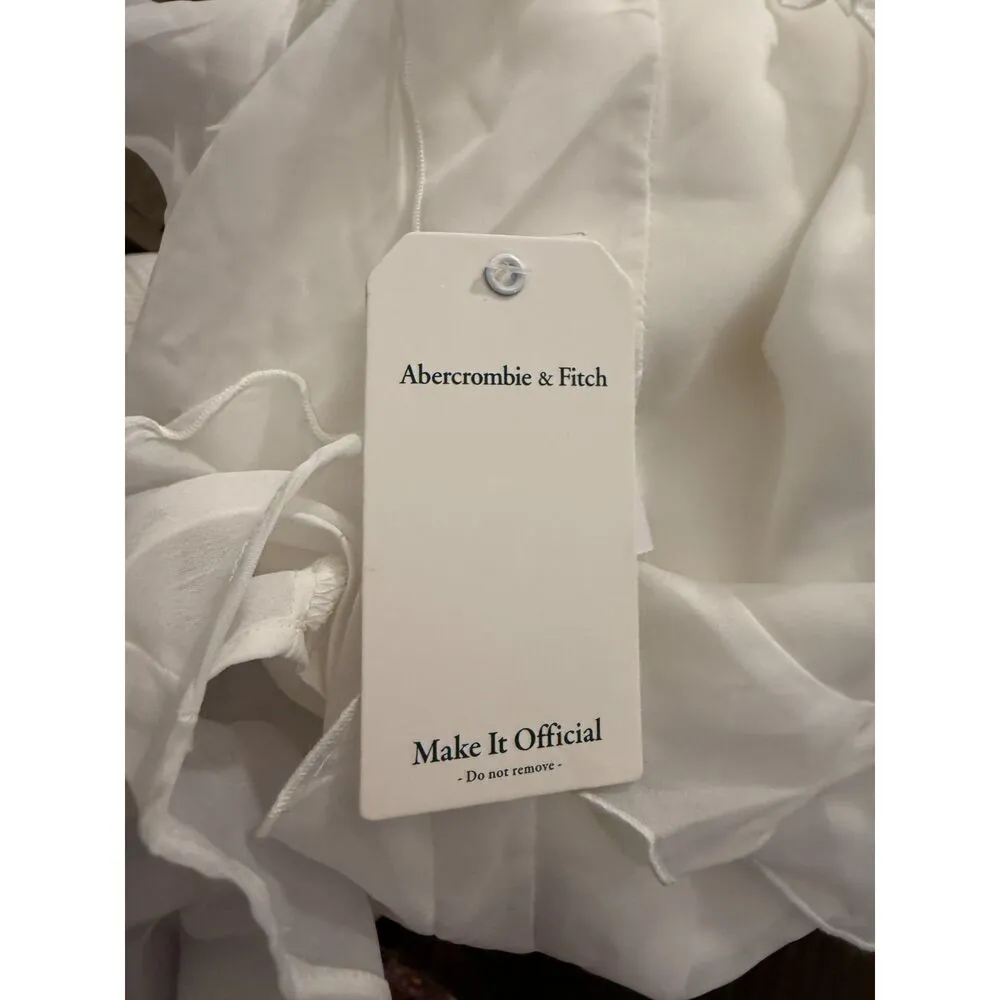 Abercrombie and Fitch White Ruffle Slip Asymmetrical Dress Size Large TALL NWT - Image 6
