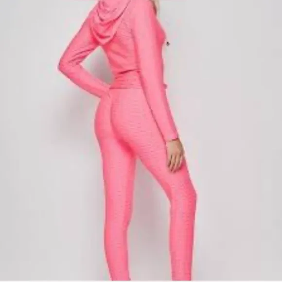 Love Star pink scrunch butt legging & hooded zipper jacket set Size 3X - Image 2