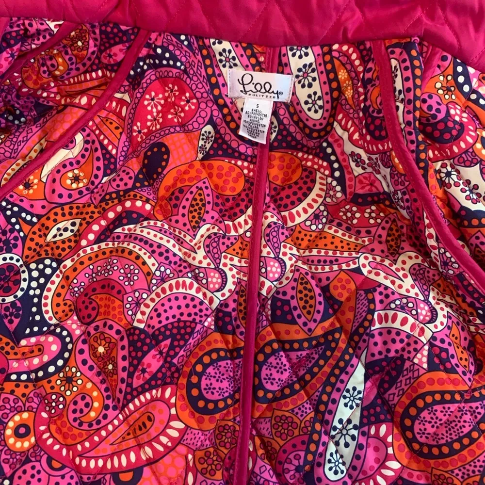 Lily Pulitzer Jacket Hot Pink Paisley Lining Ladies Sz Small - Image 5