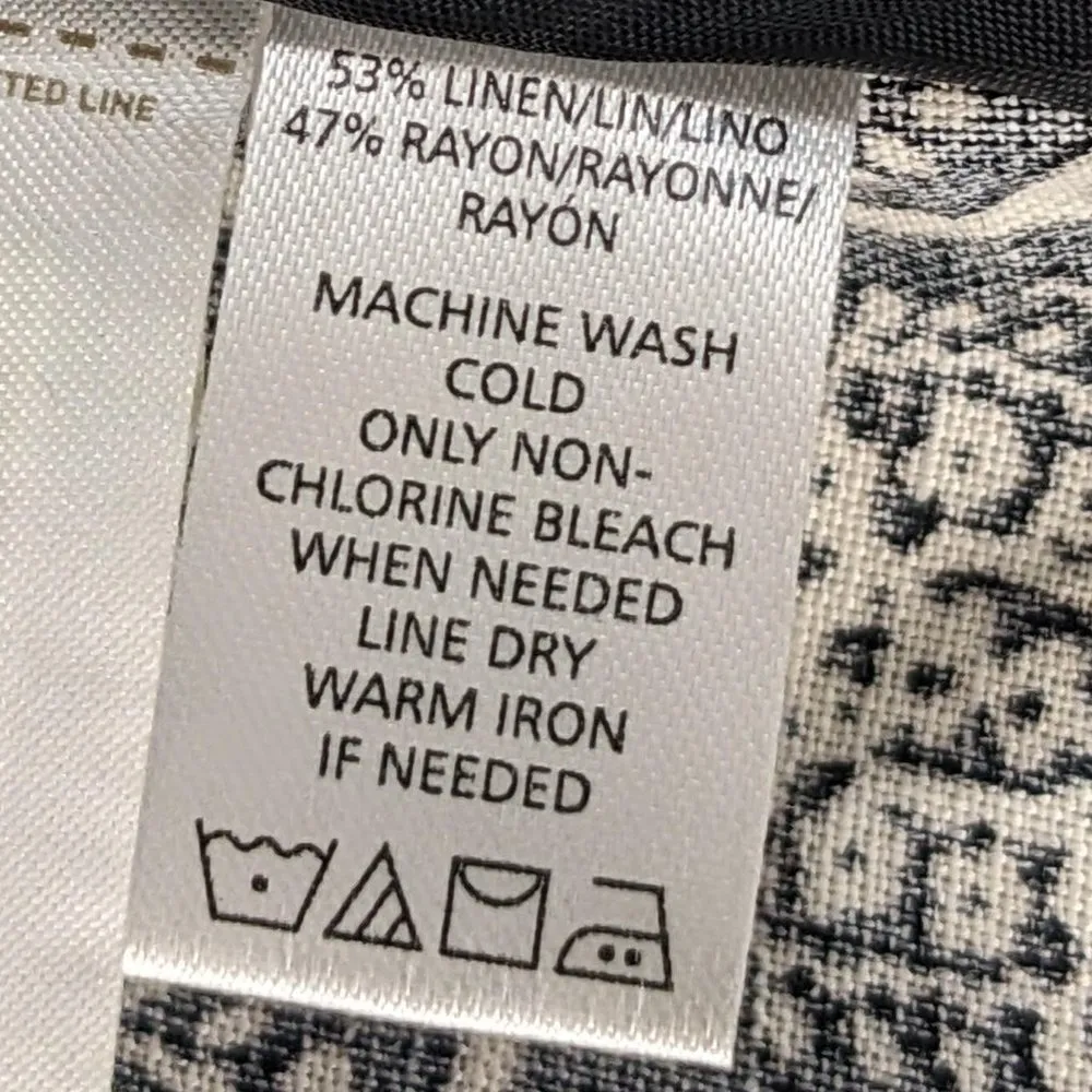 LOFT  Brocade Linen Skirt‎ Womens Size 8 Pleated Print Mini Black - Image 4
