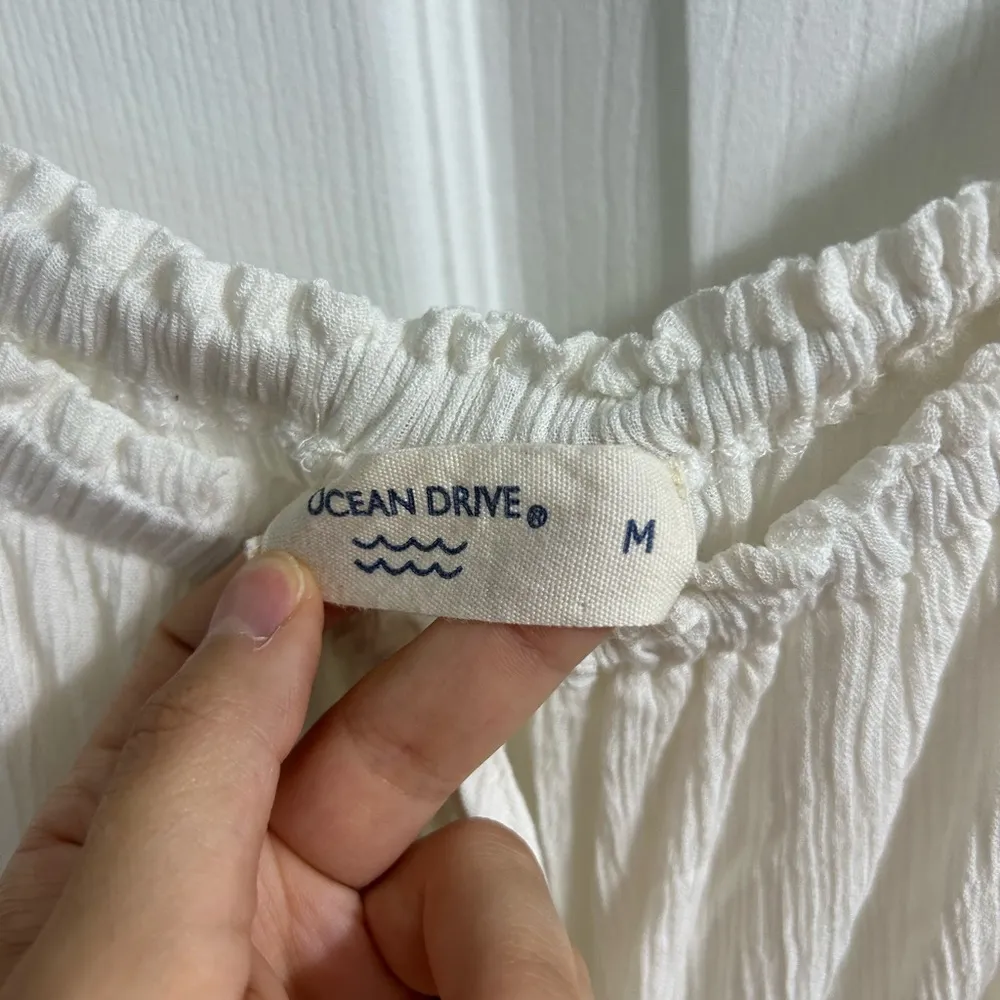 Ocean drive white/cream crochet boho mirror embellished off shoulder crop top - Image 3