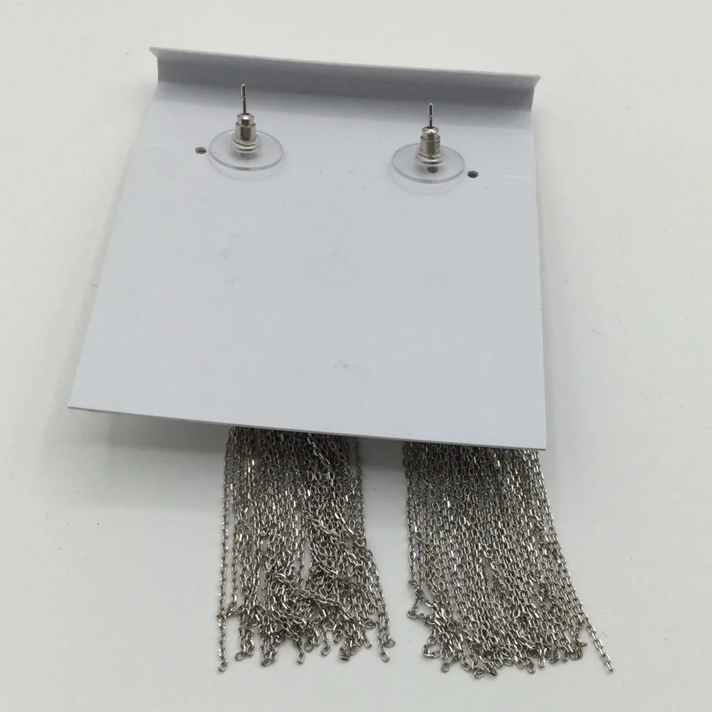 Rare New Kendra Scott Sienna Sun Statement Chains Fringe Drop Earrings Silver - Image 2