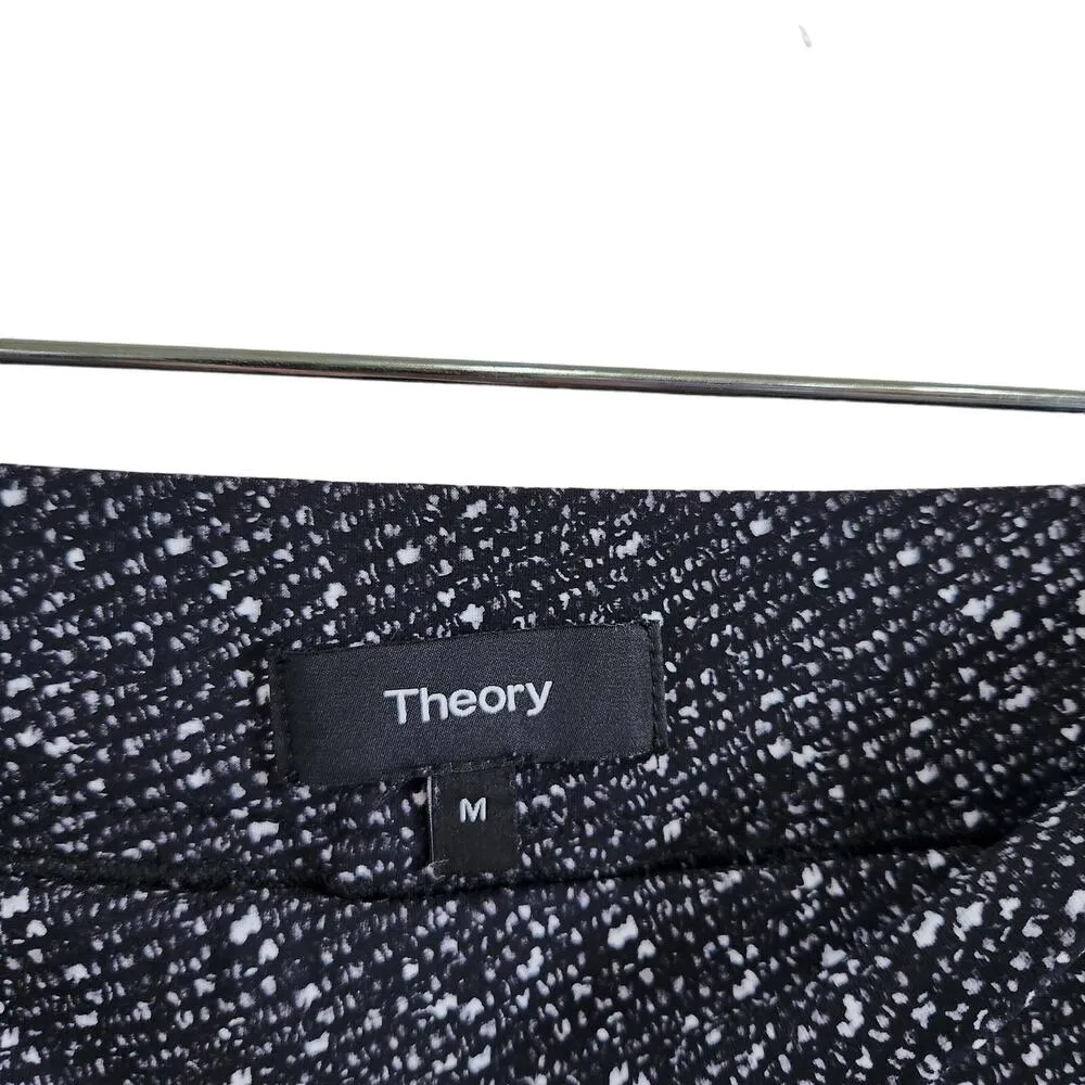 Theory Adbelle Black Printed Slimming Stretch Pull-On Pants Office Wear Medium - Image 4