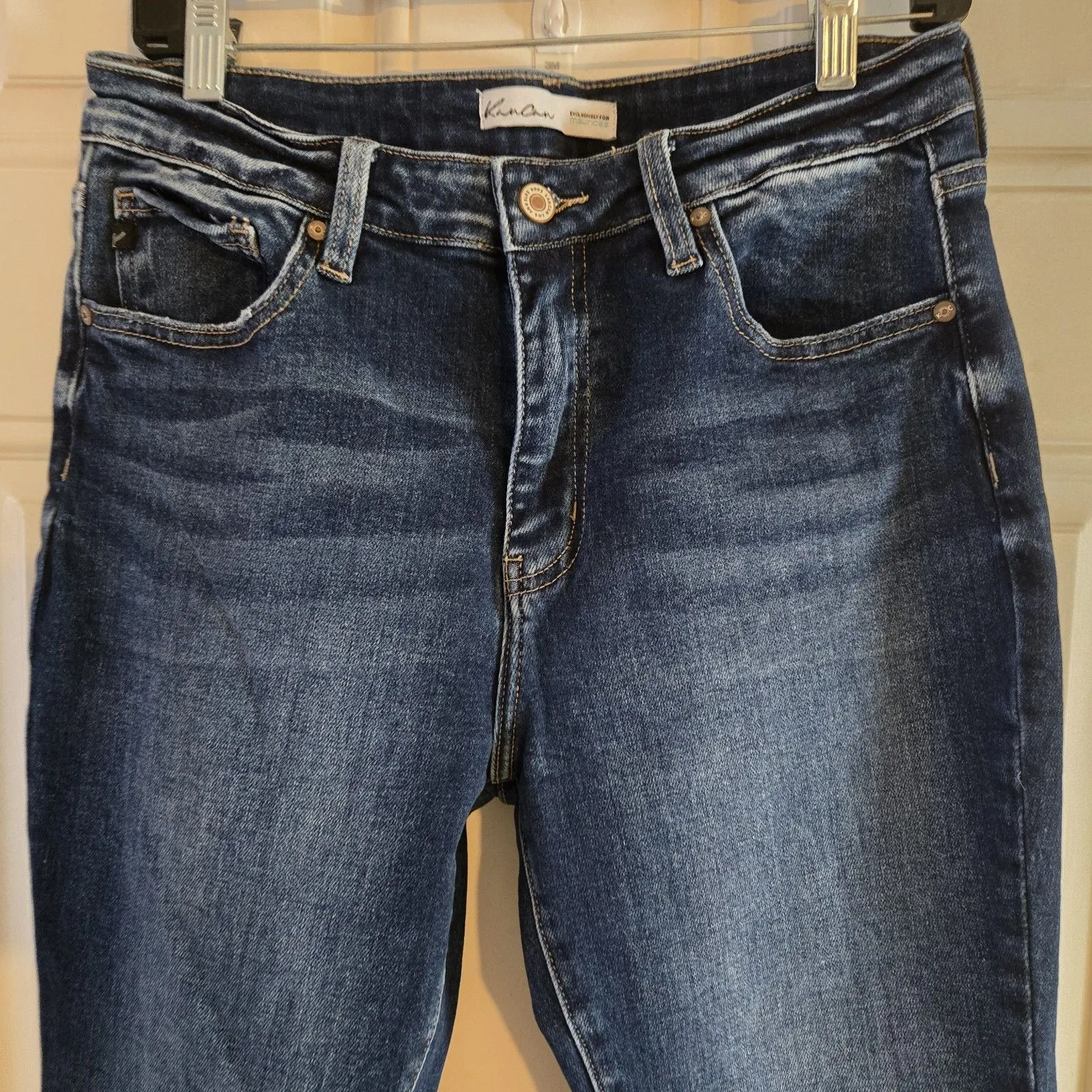 KanCan™ High Rise Fray Piecing Inset Hem Ankle Cropped Flare Jean Women Size 29 Blue - Image 3