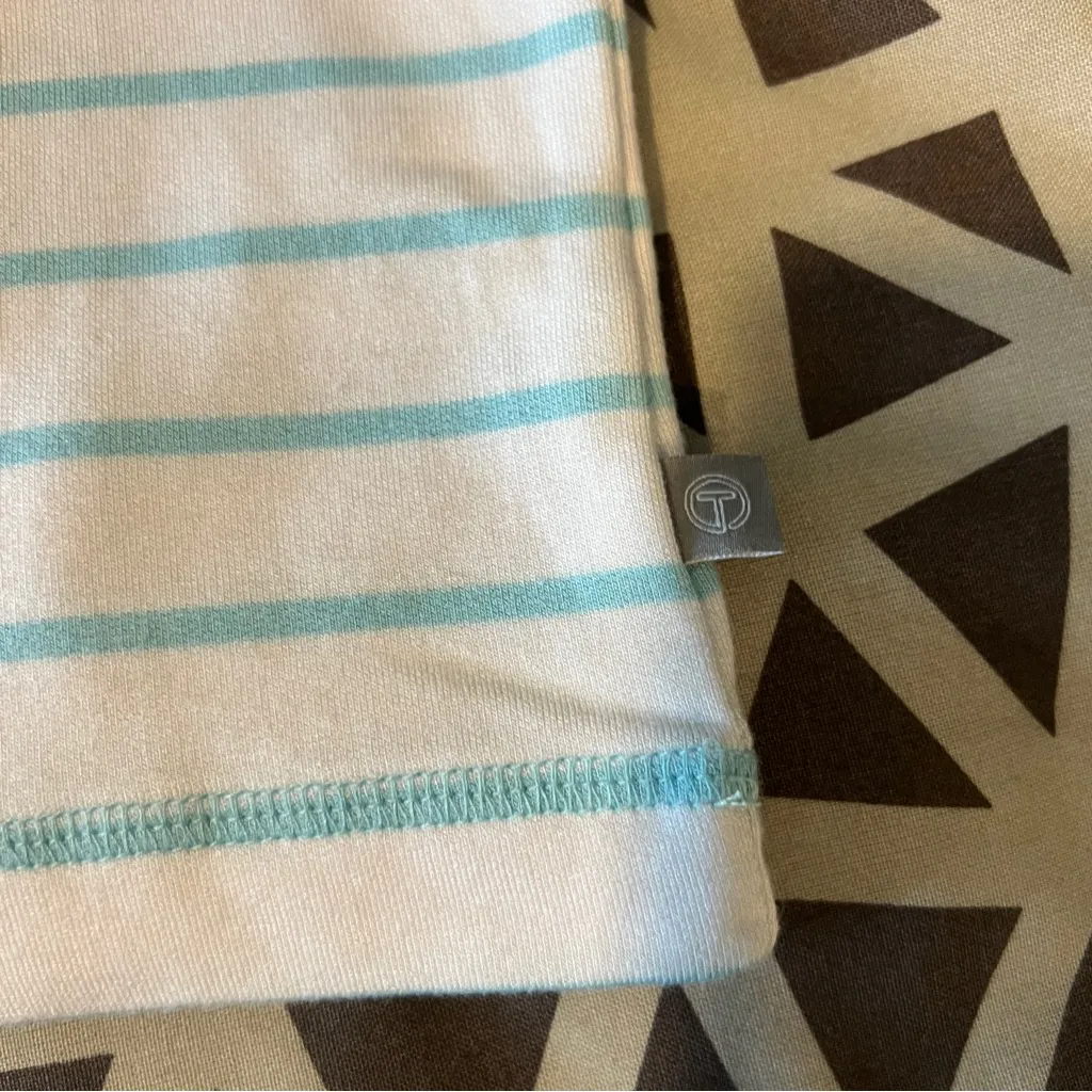 T by Talbots Super Soft Aqua Blue and White 3/4 Sleeve Tee‎ NWT Size XS - Image 7