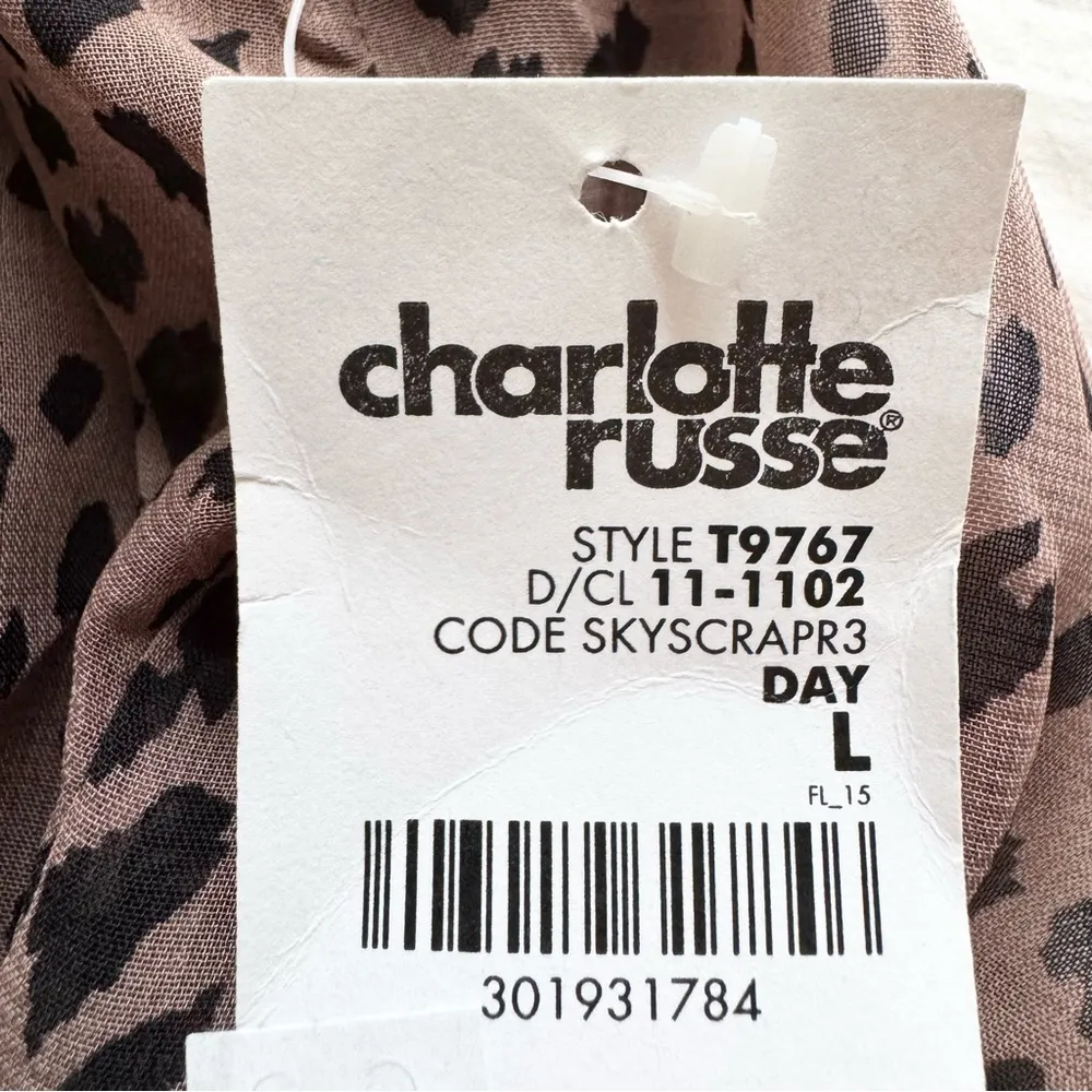 Charlotte Russe Leopard Ruffle Sheer Romantic Career Work Blouse Deadstock L - Image 9