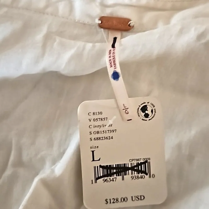 Free People Thea Ivory Button-Down Mini Dress - Size Large, NWT, - Image 9