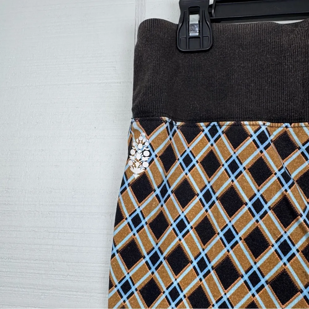 Free People Hot Shot Printed Flare Leggings Waistband Pocket Brown Geometric 70s Size XL - Image 7