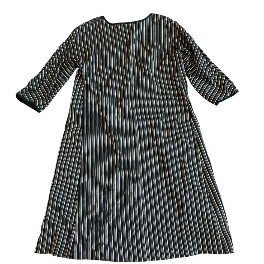MaxMara Studio Striped Dress Crossover Retro Y2K 3/4 Sleeves Size 8 Women's - Image 8
