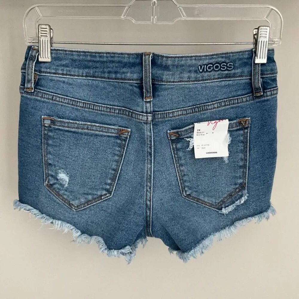 VIGOSS - Marley Denim Fray Hem - Mid Rise Short - Brand New! - Image 3