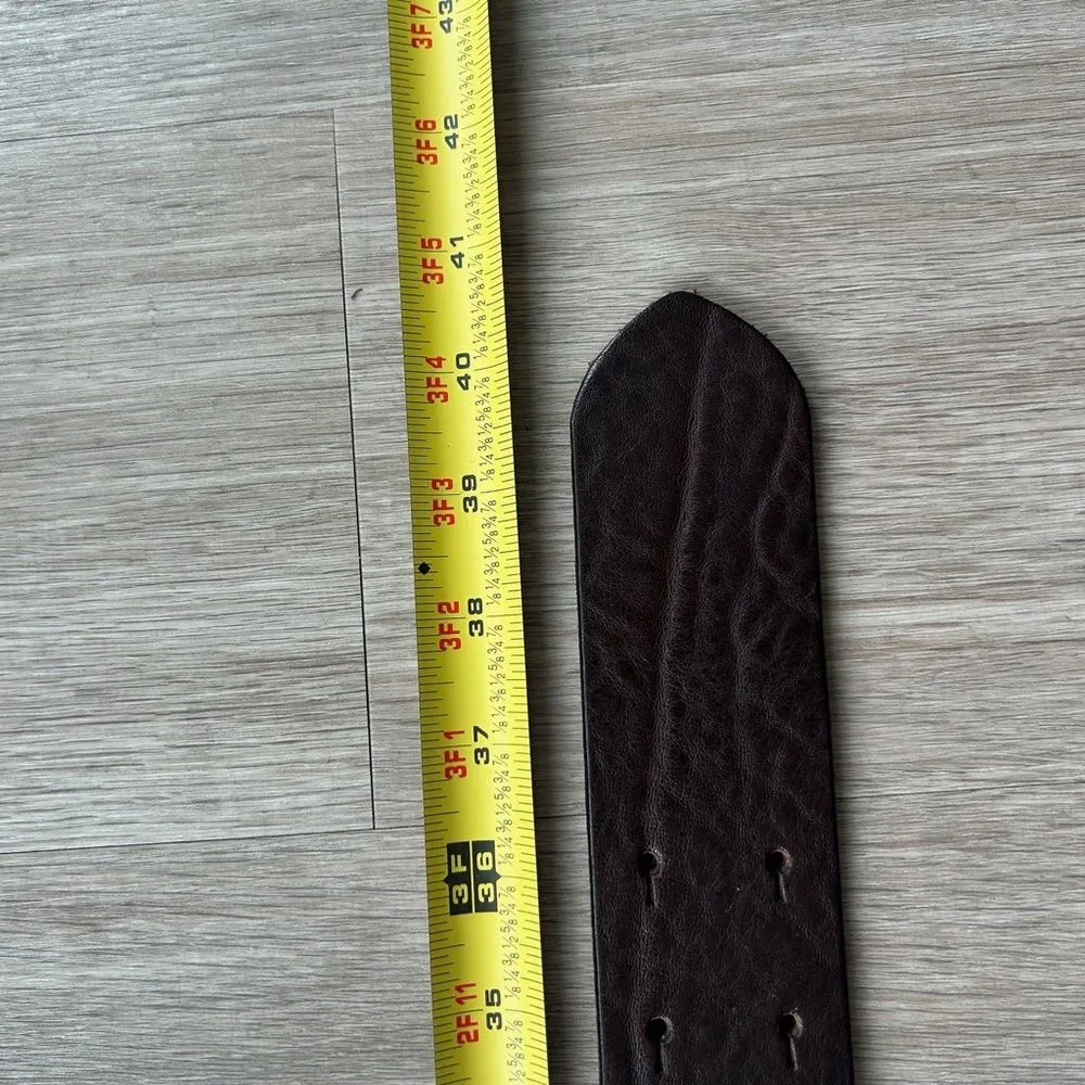 Vintage Post Card‎ XS/S Italian Leather Belt Dark Brown Double Prong Buckle - Image 2