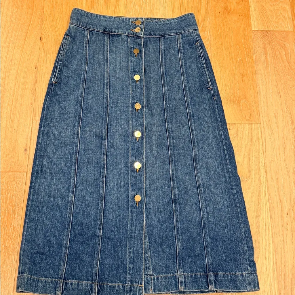 Frame Denim Le Panel Denim Midi Skirt in Skylark Size‎ 30 - Image 3