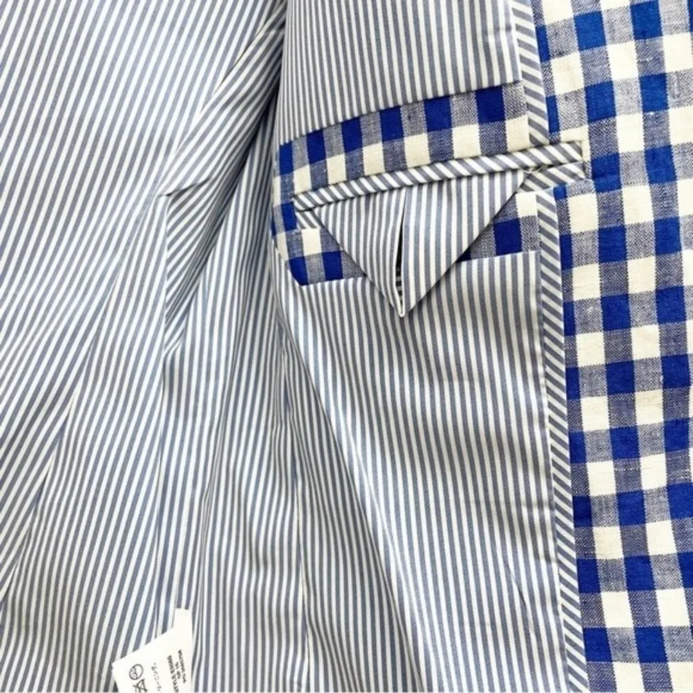 J. Crew Blue Gingham Campbell Linen Blazer Preppy Check Jacket Women’s Size 00 - Image 13
