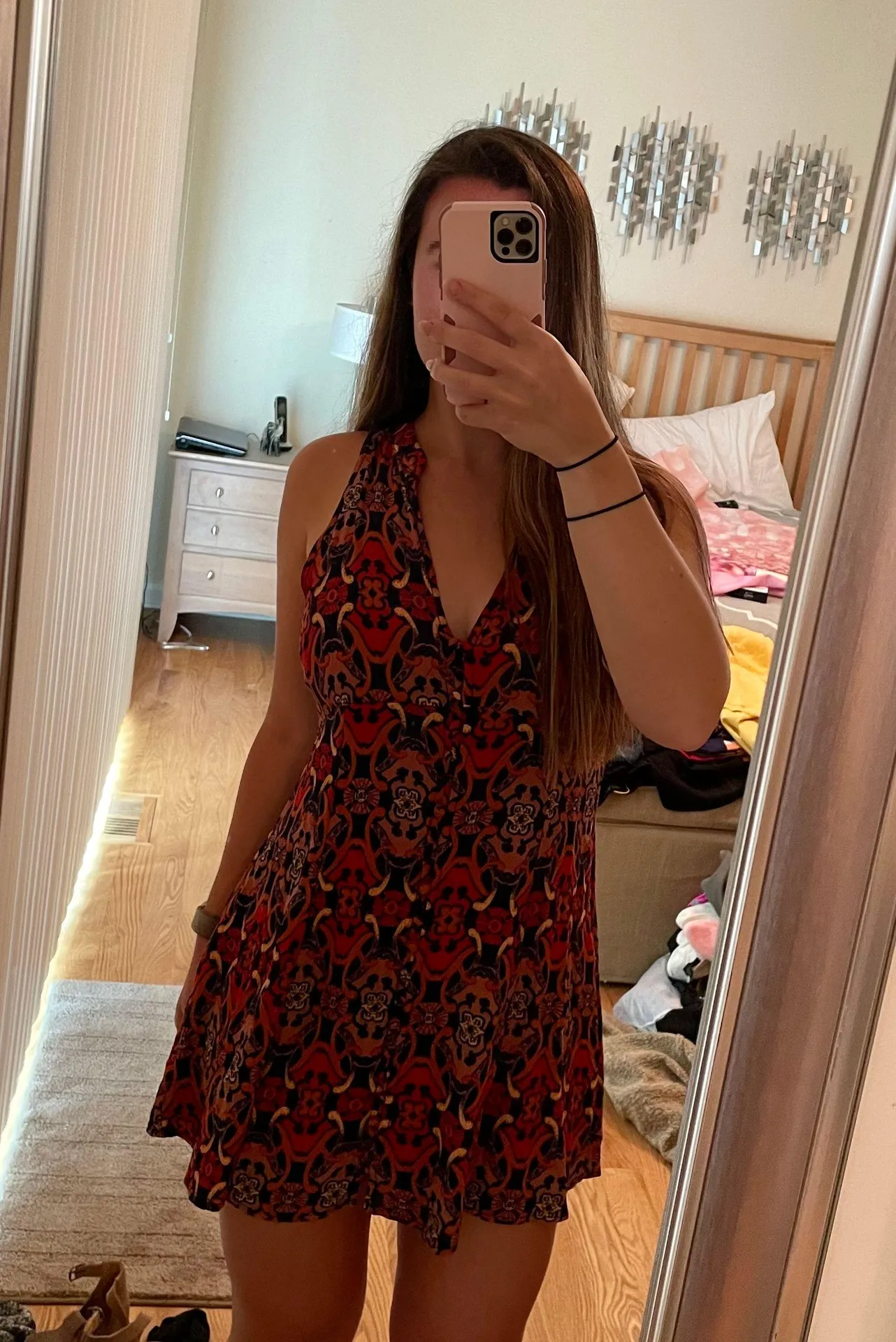 Printed V-Neck Dress - Image 2