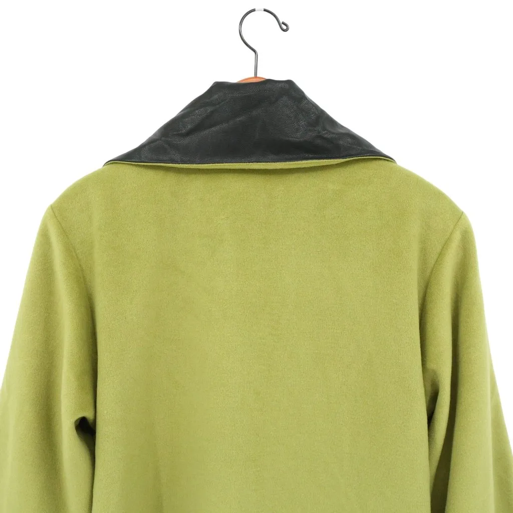 NWT Caroline Rose Green Black Faux Leather Trim Longline Jacket Coat XS - Image 7