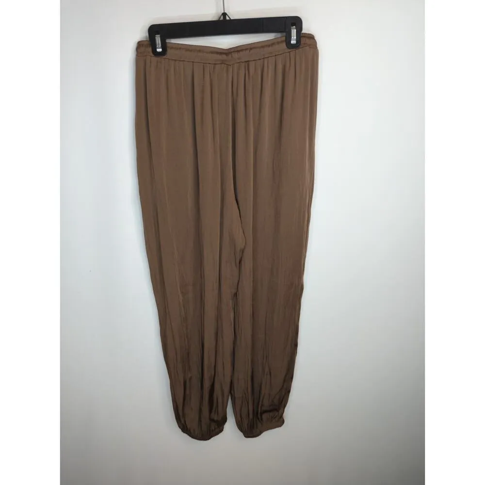 Zara Women's Greenish brown Jogger Pants Large High Waist Minimalist Casual NWOT - Image 5