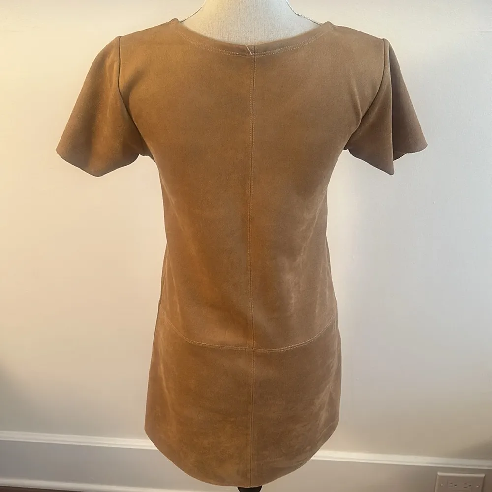 Brown Faux Suede Short Sleeve Mini Dress - Image 5