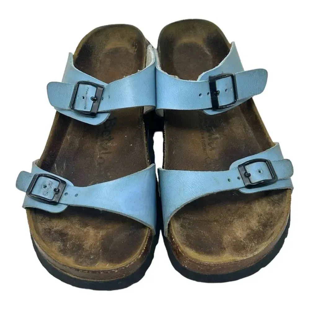 Betula Original‎ Birkenstock 240 Light Blue Leather Slide Sandals Size 37 US 6 - Image 2