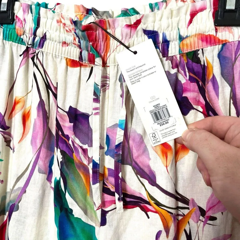 NEW Calia Linen High Rise Wide Leg Cover Up Unbleached Pants Women’s Size Small - Image 4