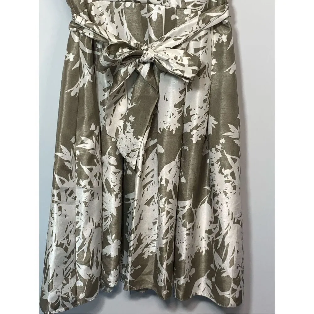 Jessica Howard Womens Collared Retro Floral Faux Wrap Dress Taupe White Size 6 - Image 3
