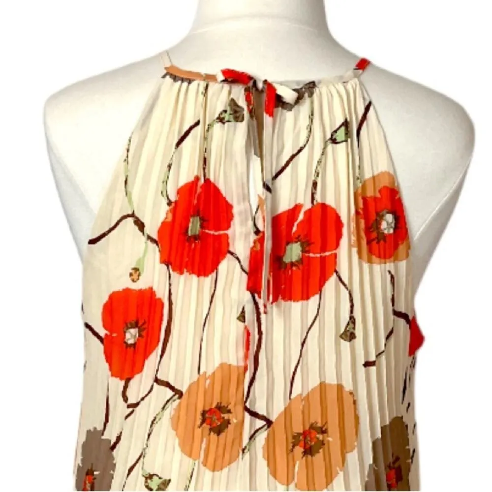 Ellames NEW Dress Pleated Shift Halter Neck Cream Orange Floral Women’s 2XL Plus Size 2X - Image 12