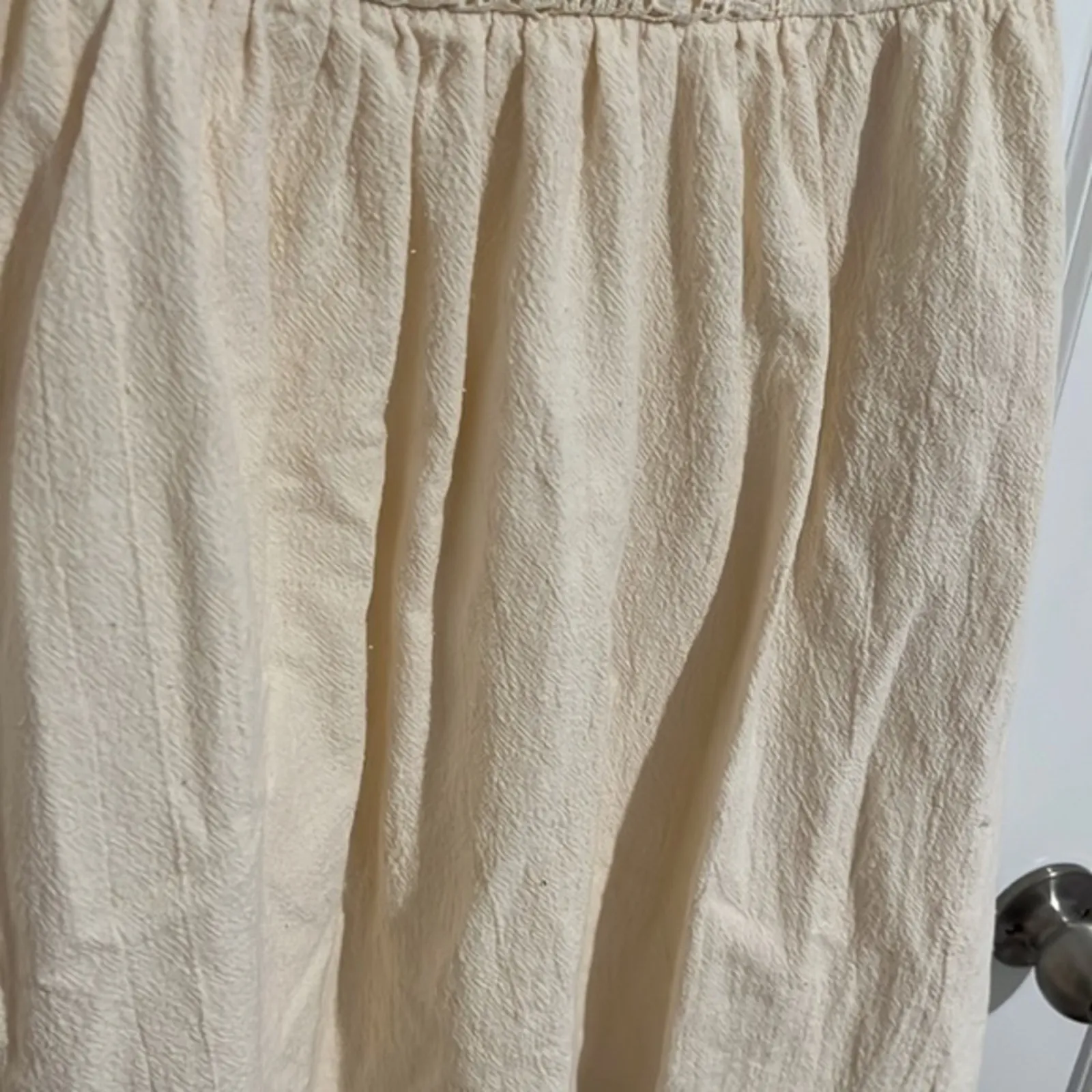 Altar'd State 55% Linen Cream‎ Lined Dress w/ Pockets Crochet, Size Small - Image 4
