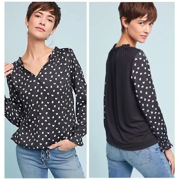 ANTHROPOLOGIE Dolan Left Coast Alcine Printed Ruffle Moon Print French Q… - Image 2