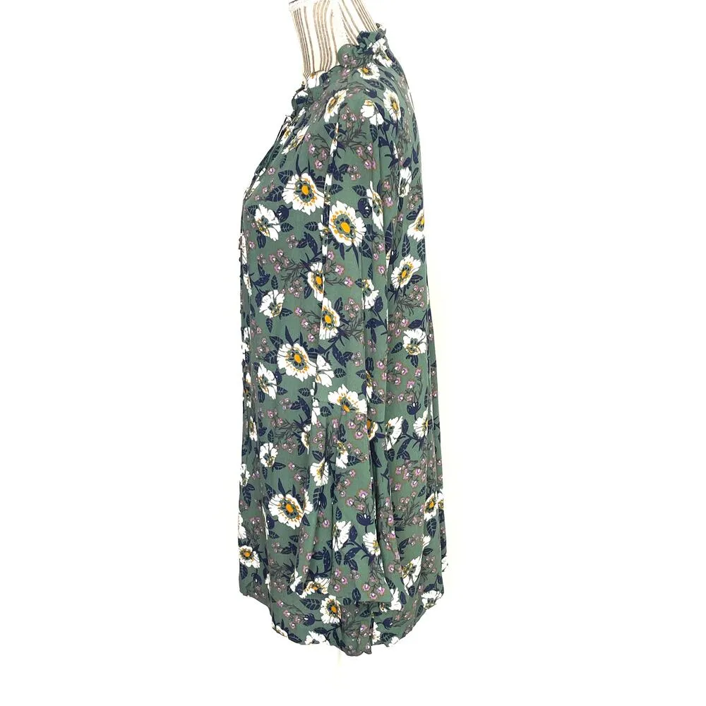 Free People Green Magic Mystery Floral Button Front Tunic Dress Size Small - Image 6