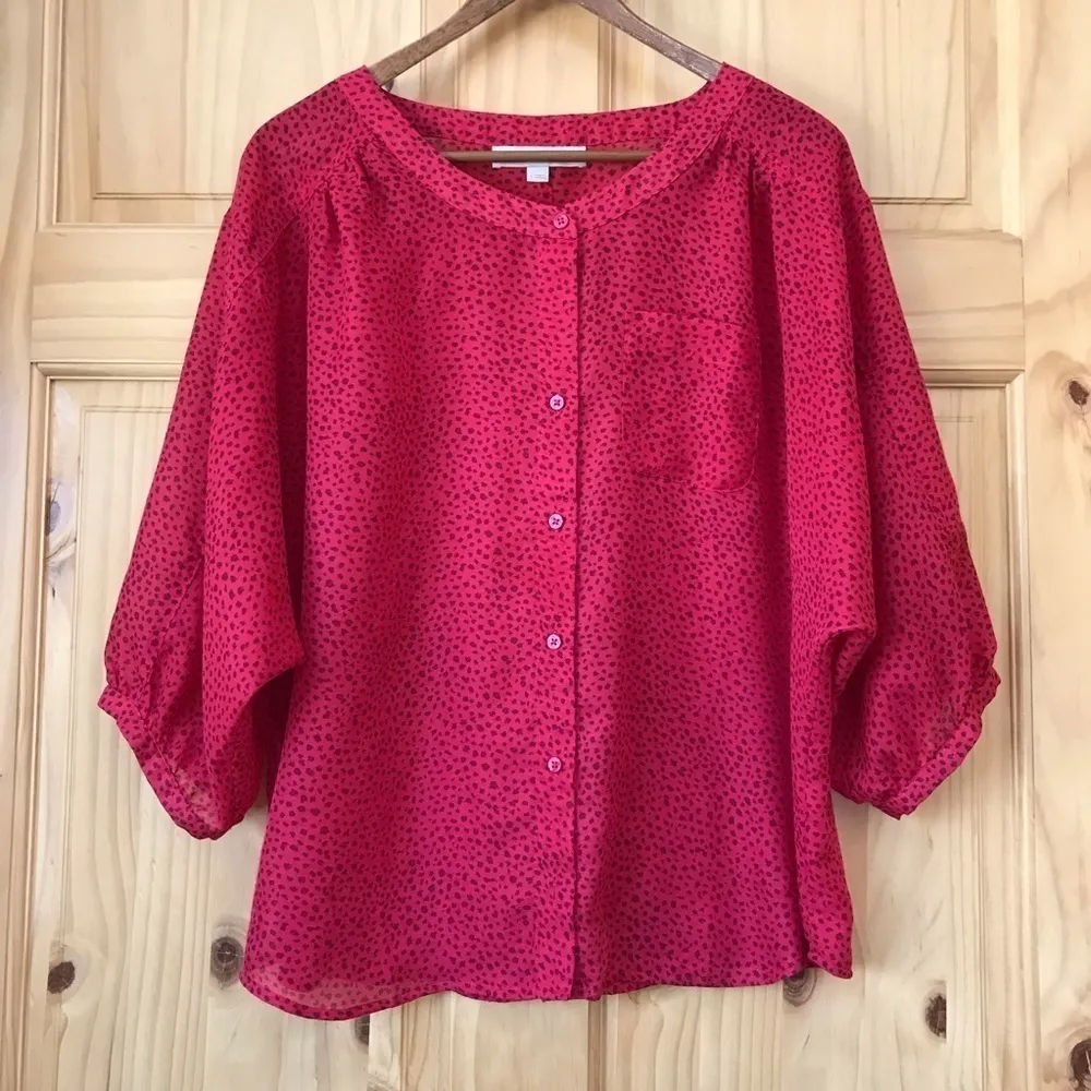 ANN Taylor LOFT banded elbow length puff sleeve blouse size small - Image 2