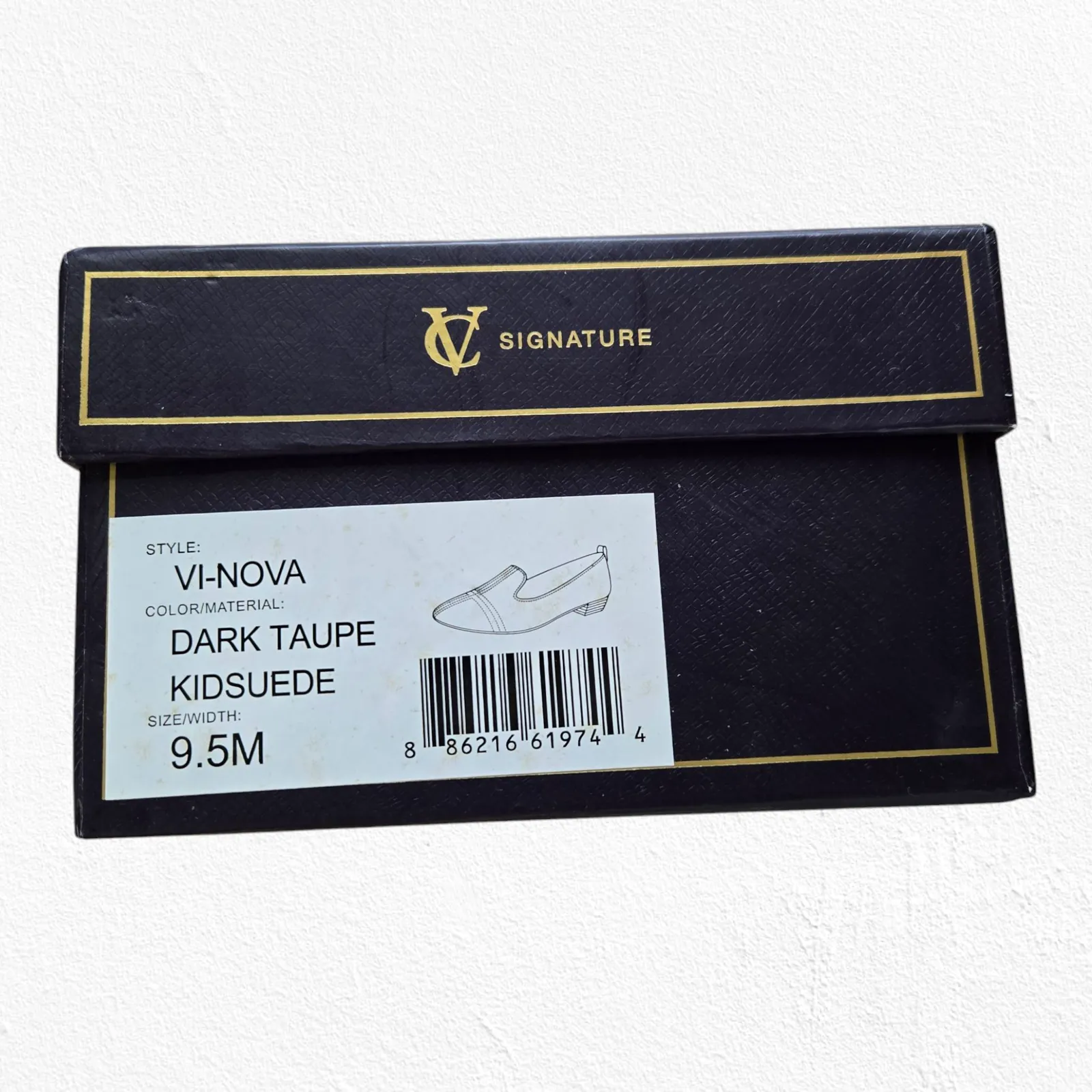 VC Signature Dark Taupe Leather Suede Almond Toe Slip On Loafer Flats Size 9.5 Brown - Image 12