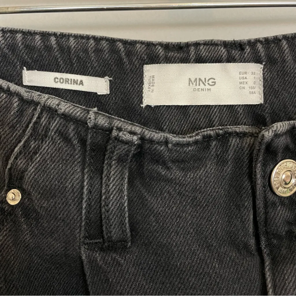 Mango MNG Jeans Black Tapered Slouchy High Waist Juniors‎ Size 1 Cotton Denim - Image 7