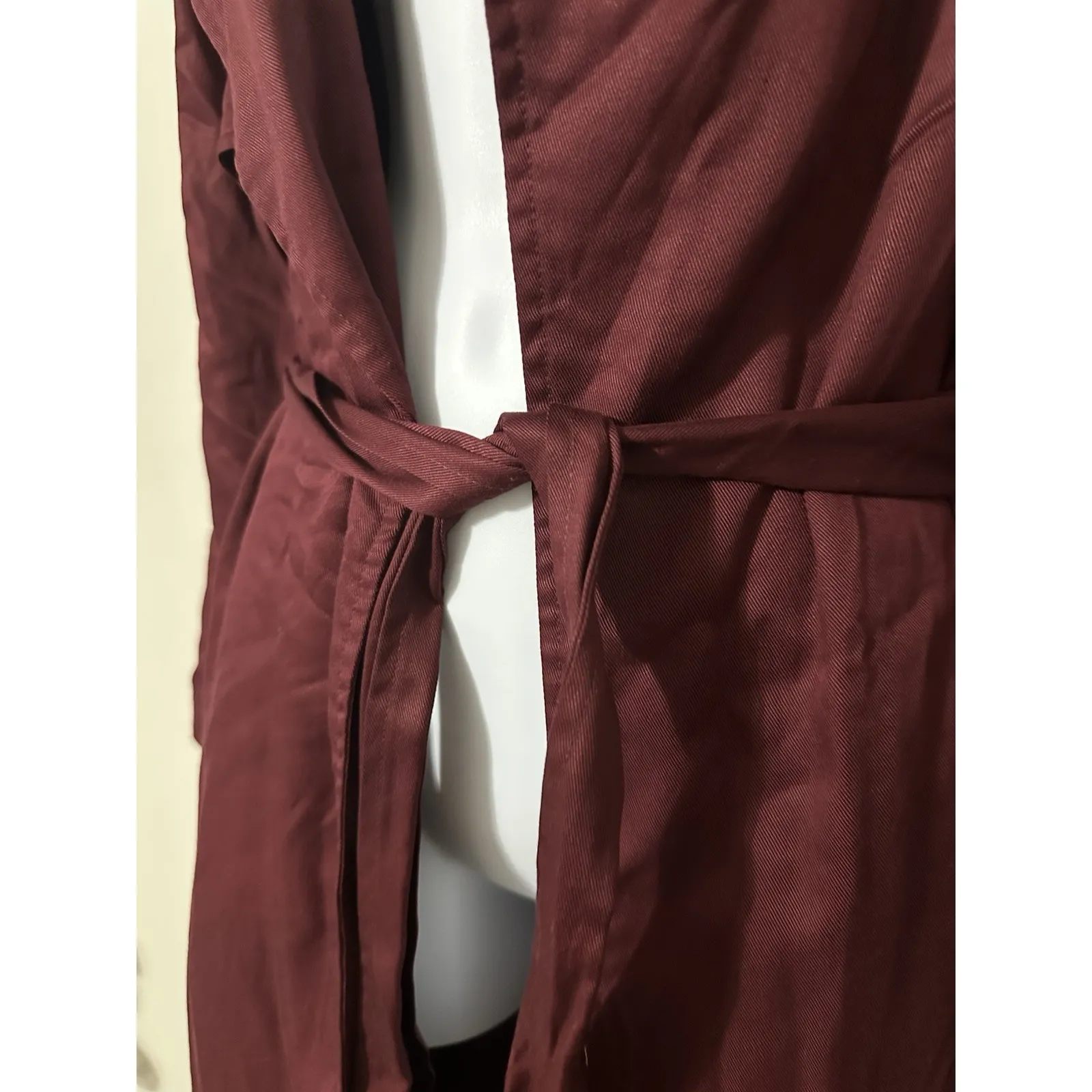 Anthropologie Cabernet Trench Coat Ruffle Hem Duster French Mauve EUC Size XL - Image 8
