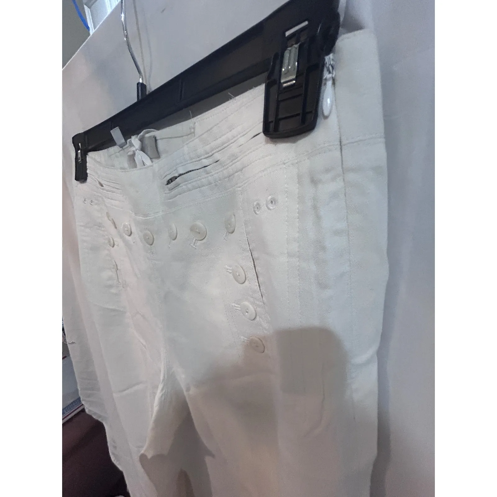 CARLISLE NEW YORK White Sailor Button Lace Up Ankle Pants Womens Size 6 - Image 4