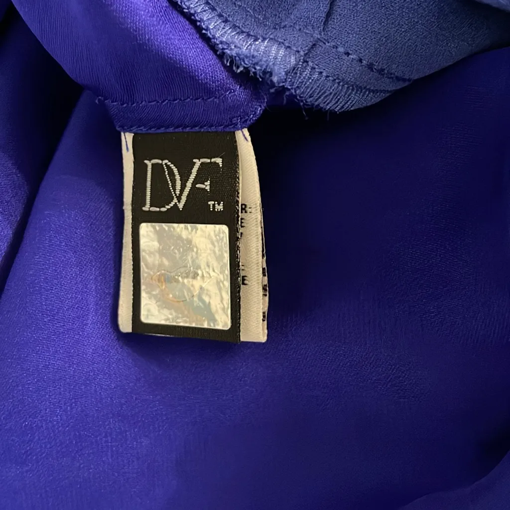 Diane Von Furstenberg Edna Silk Periwinkle Colorblock DVF Dress Size 12 - Image 7