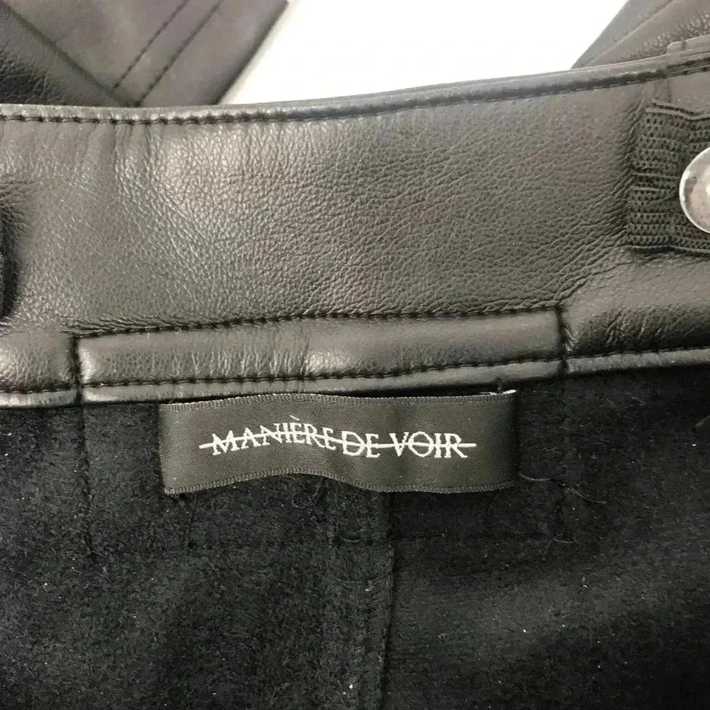 Manière De Voir Pants Womens 8 Black Faux Leather Cargo Moto Y2K Streetwear - Image 9