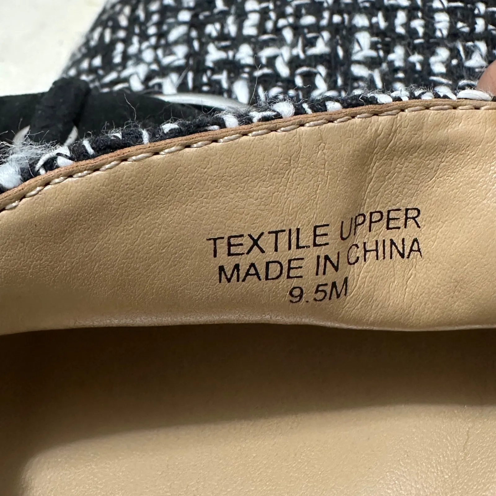 Talbots Women Black White Tweed Mule Loafers 9.5 Buckle‎ Slip On Classic Preppy - Image 2