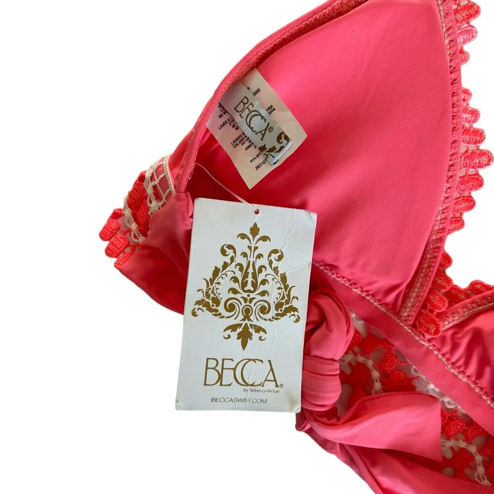 BECCA by Rebecca Virtue Delilah Avery Coral Crush Pink Halter Bikini Top Small - Image 6