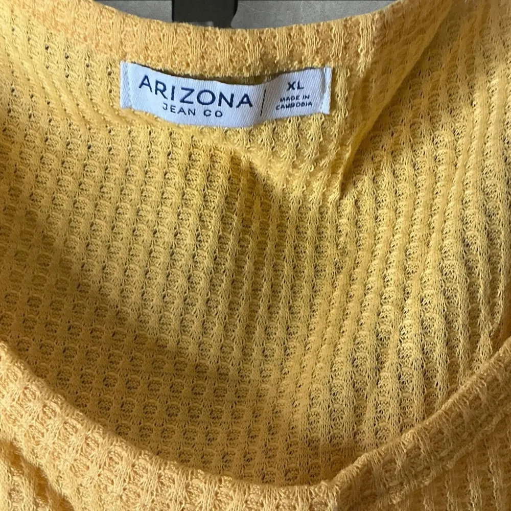 Arizona Jean Company Yellow Ribbed Peplum Blouse - Image 2