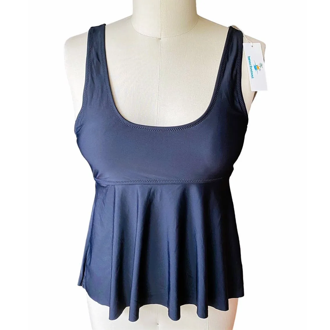 NWT ~ BEACHSISSI Black Floral Tankini Bikini Swimsuit ~ Womens Size MEDIUM - Image 2