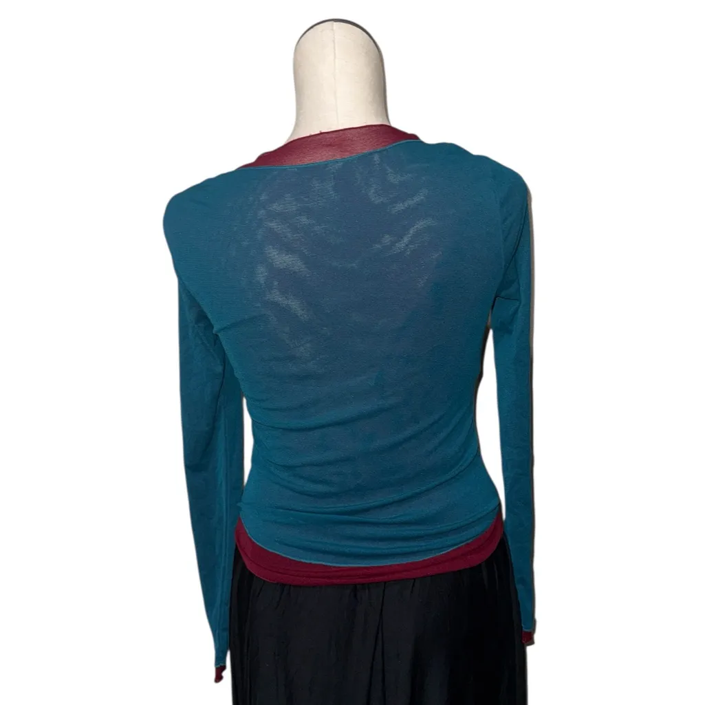 NWOT Intimately Free People Double Take Long Sleeve Top Rose Garnet Combo - Image 9